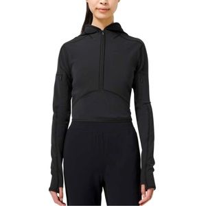 Lululemon Break a Trail 1/2 Zip Cropped Hoodie Jacket in Black Size 6